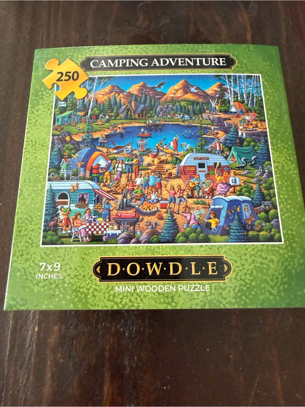 DOWDLE Camping Adventure 250-Piece Mini Wooden Puzzle - Green